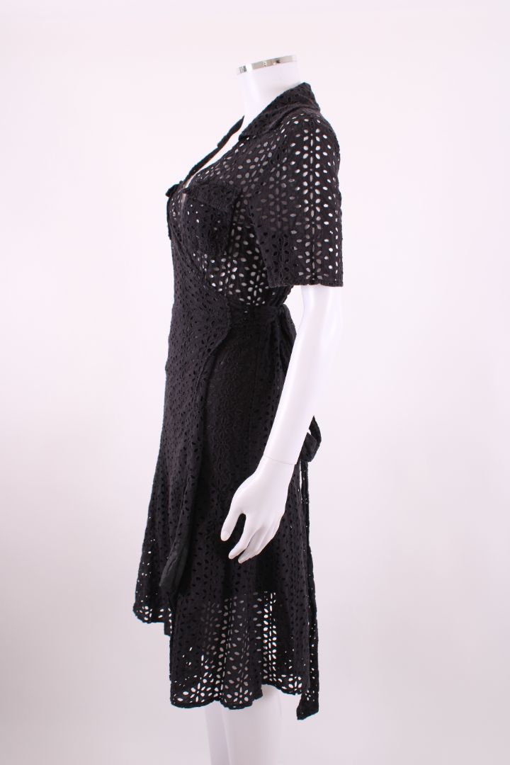 Diane Von Furstenberg Broderie Wrap Dress Black 10