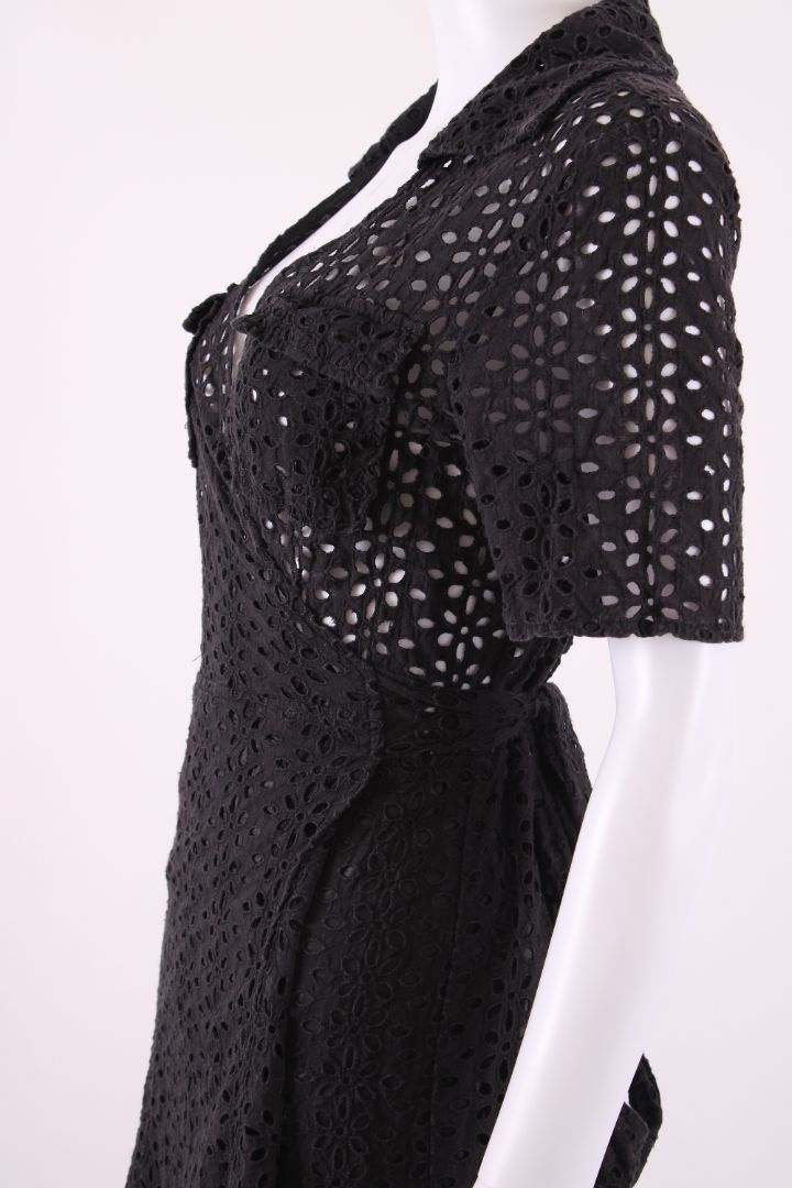 Diane Von Furstenberg Broderie Wrap Dress Black 10