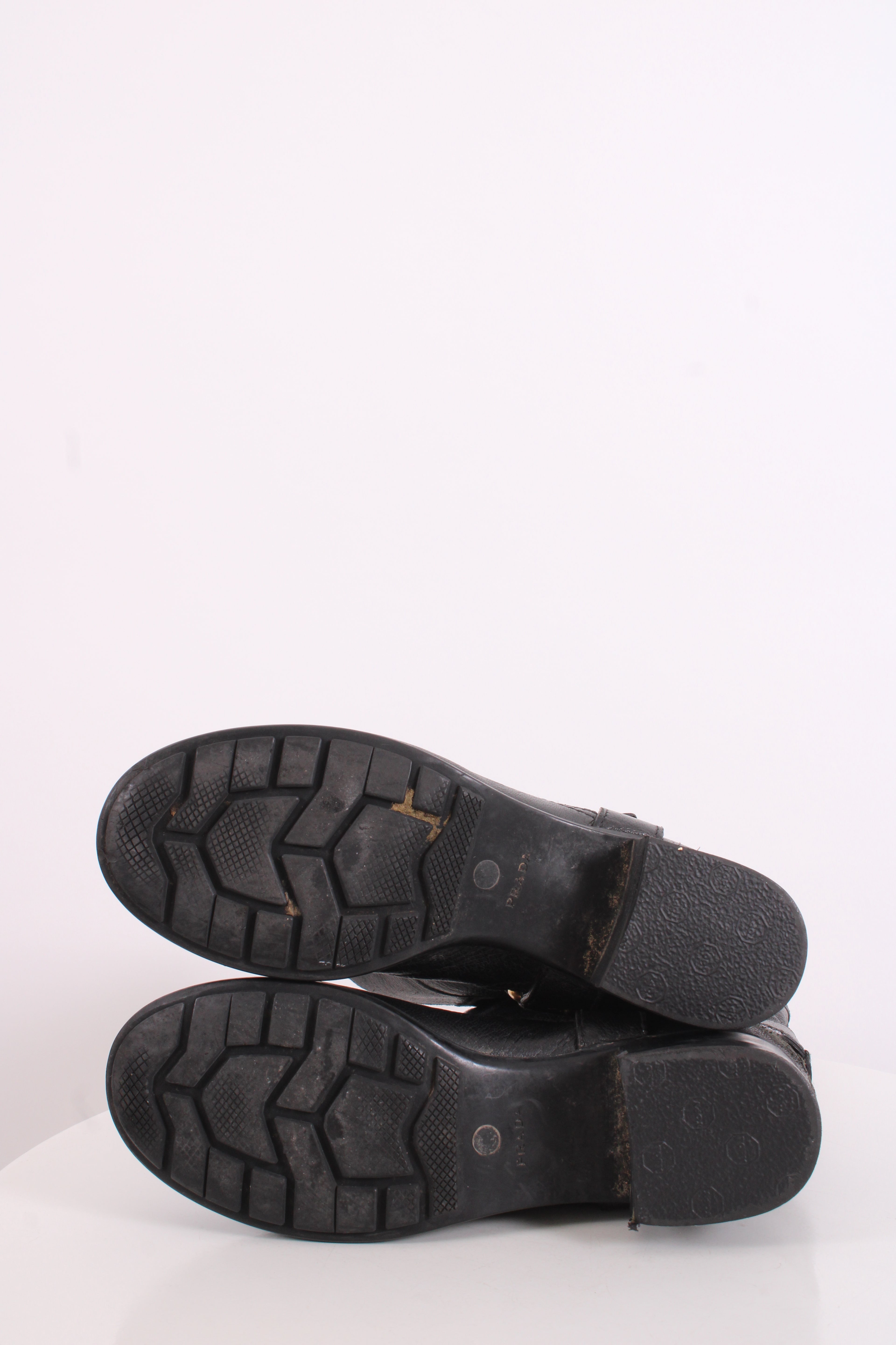 Prada Buckle Moto Boots Black 36