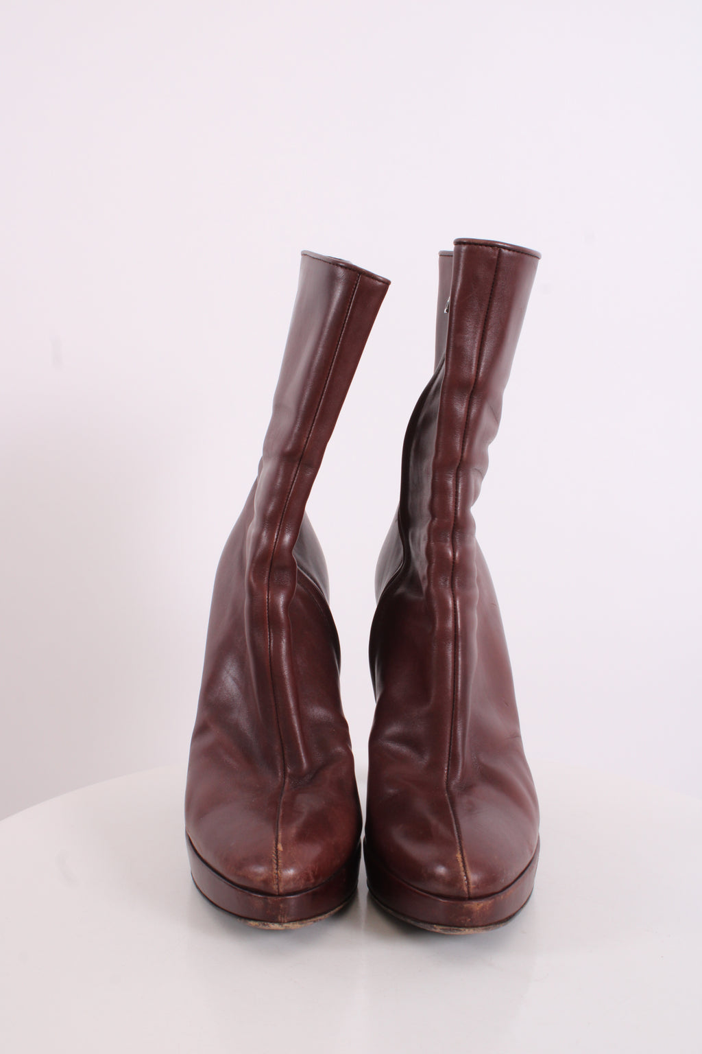Prada Pointed Toe Ankle Boot Chestnut Brown 38