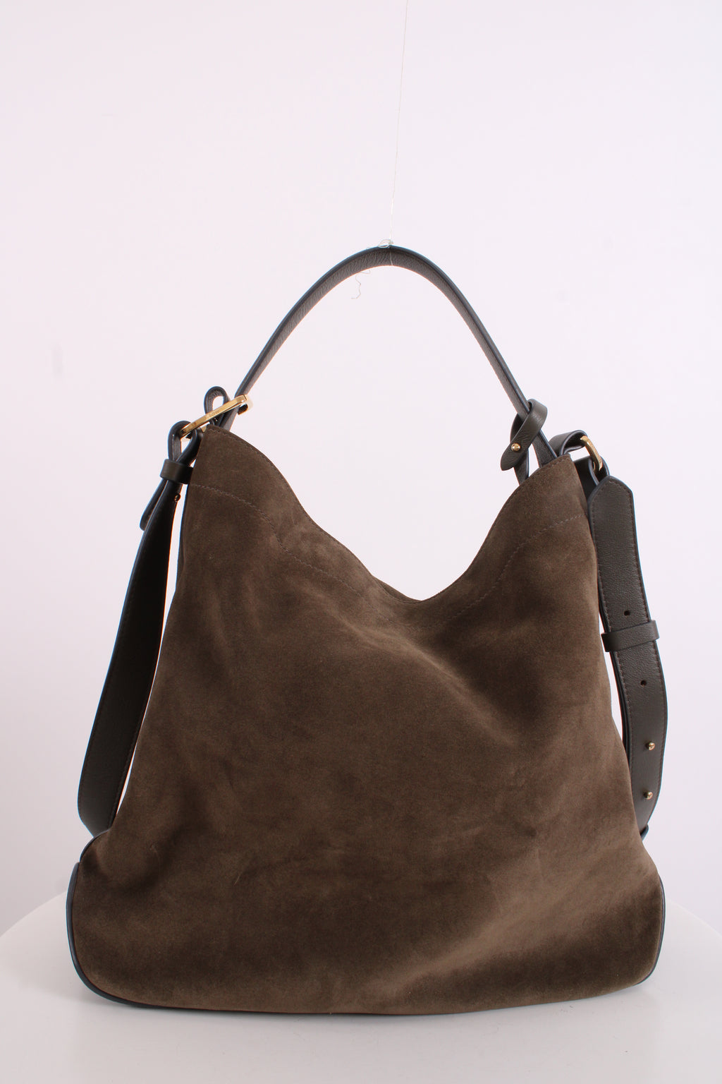 Stow London Suede Curve Bag Drak Green