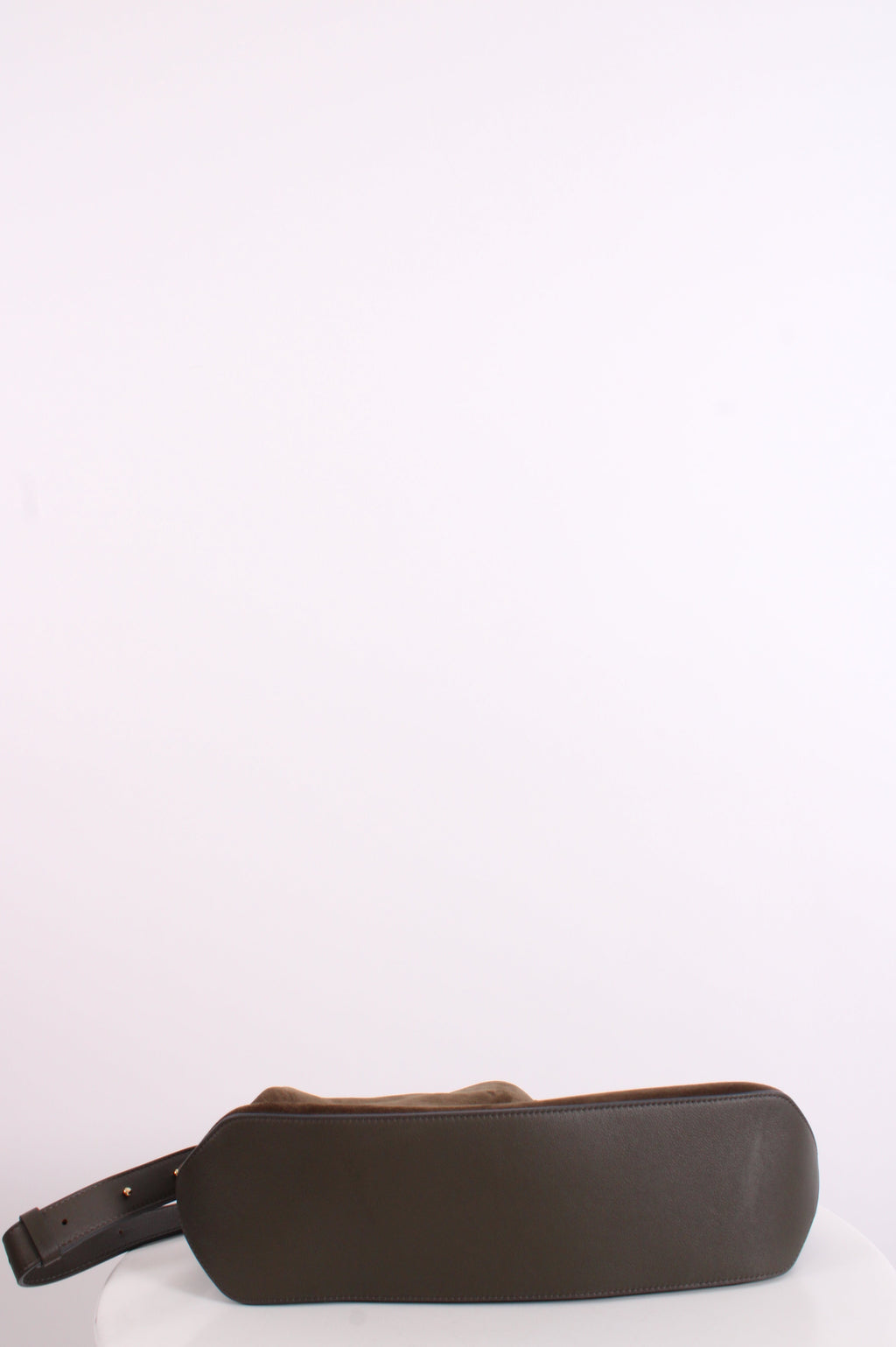 Stow London Suede Curve Bag Drak Green