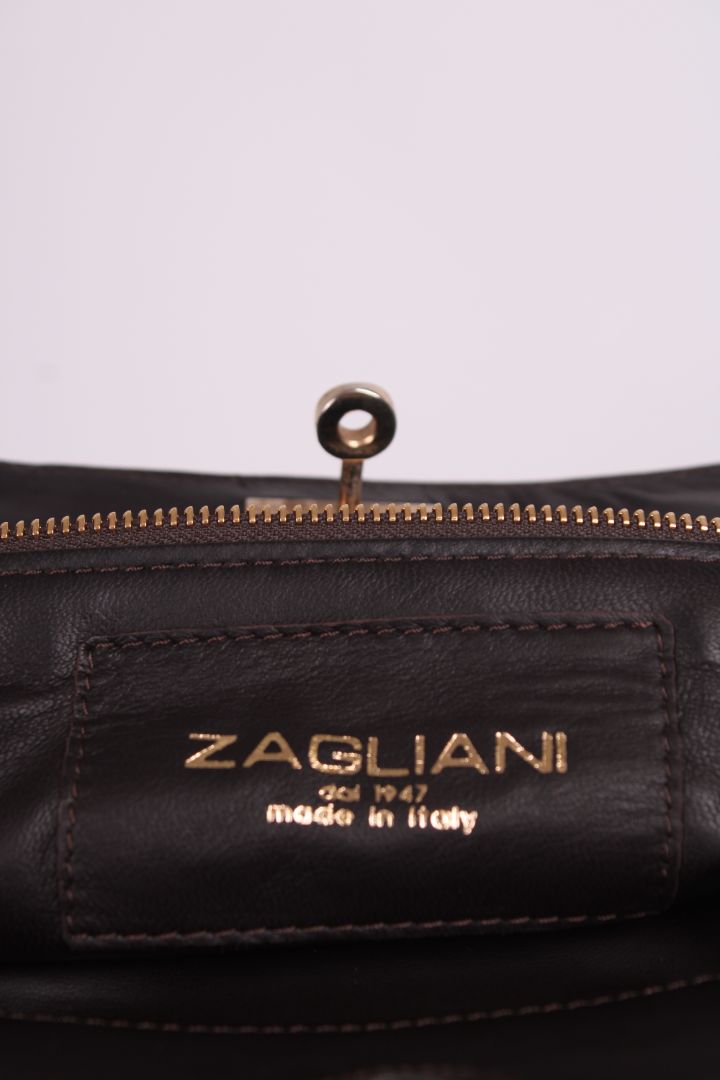 Zagliani Metalic Gold Python Pluffy hobo Gold