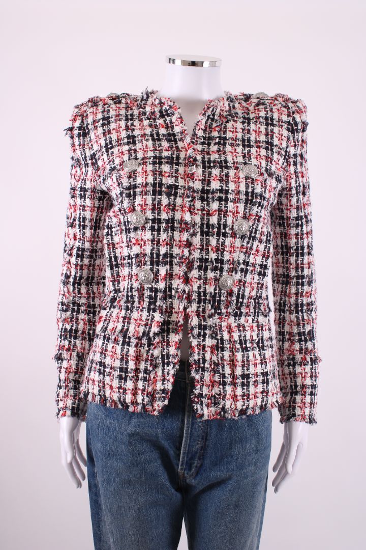 Balmain Tweed Jacket White/ Navy 6
