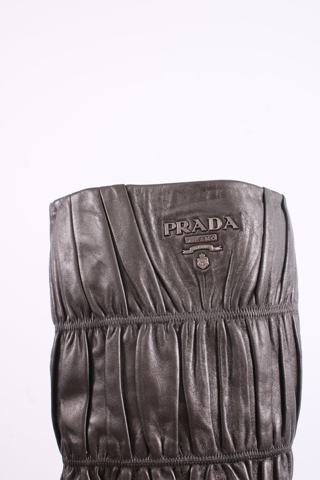 Prada Pleated Long Boots Silver/ Grey 37.5
