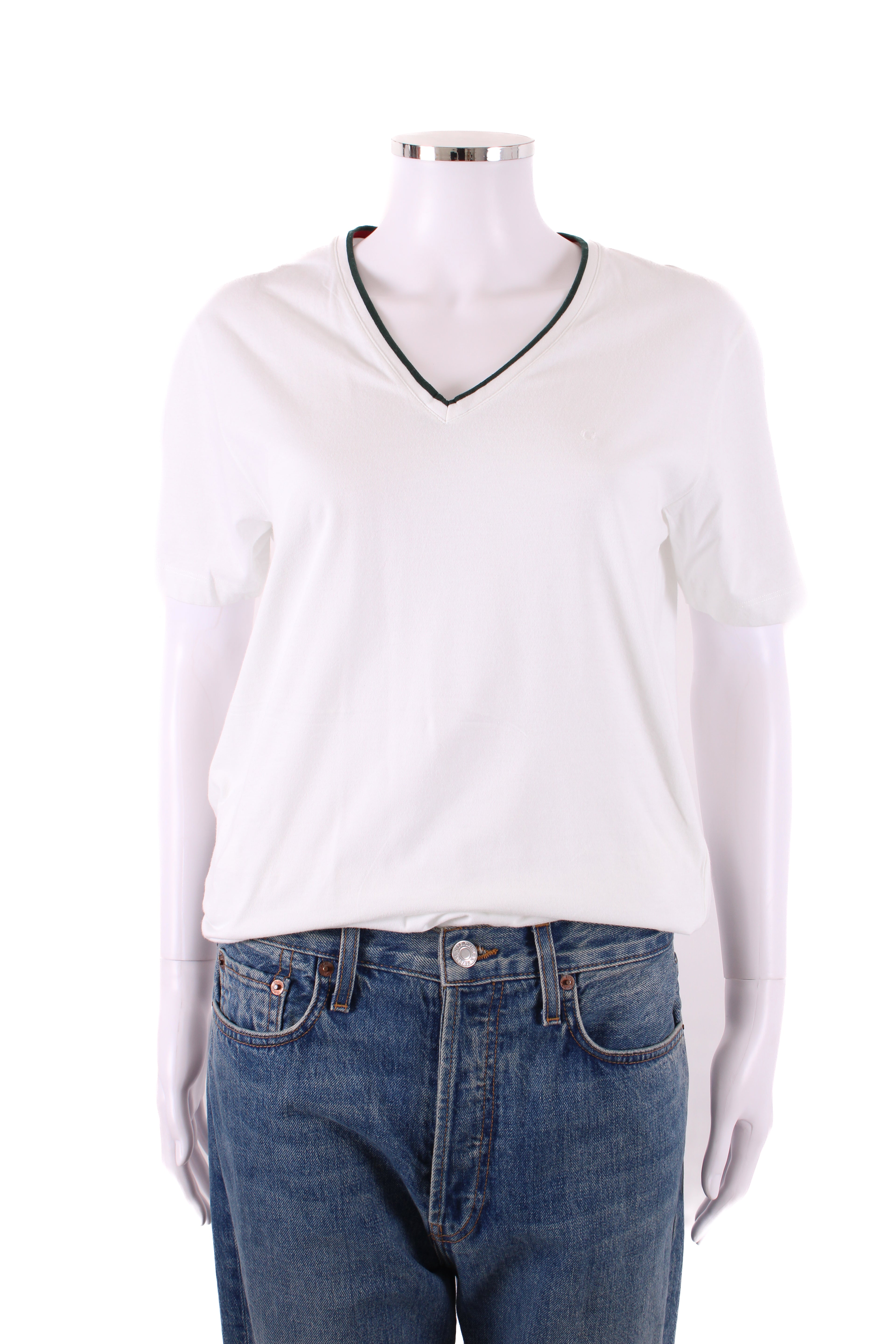 Gucci S/S V Neck Top White/ Green L