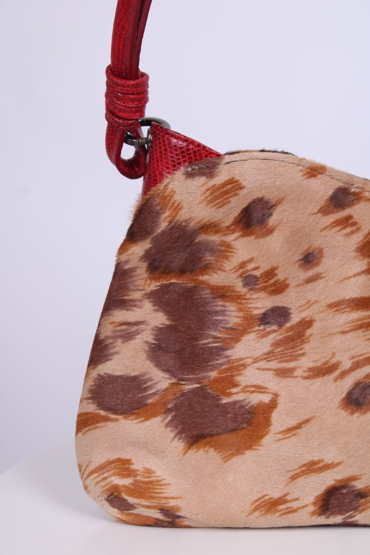 Valentino Garavani Leopard Calfskin Embroidered Shoulder bag multicolour