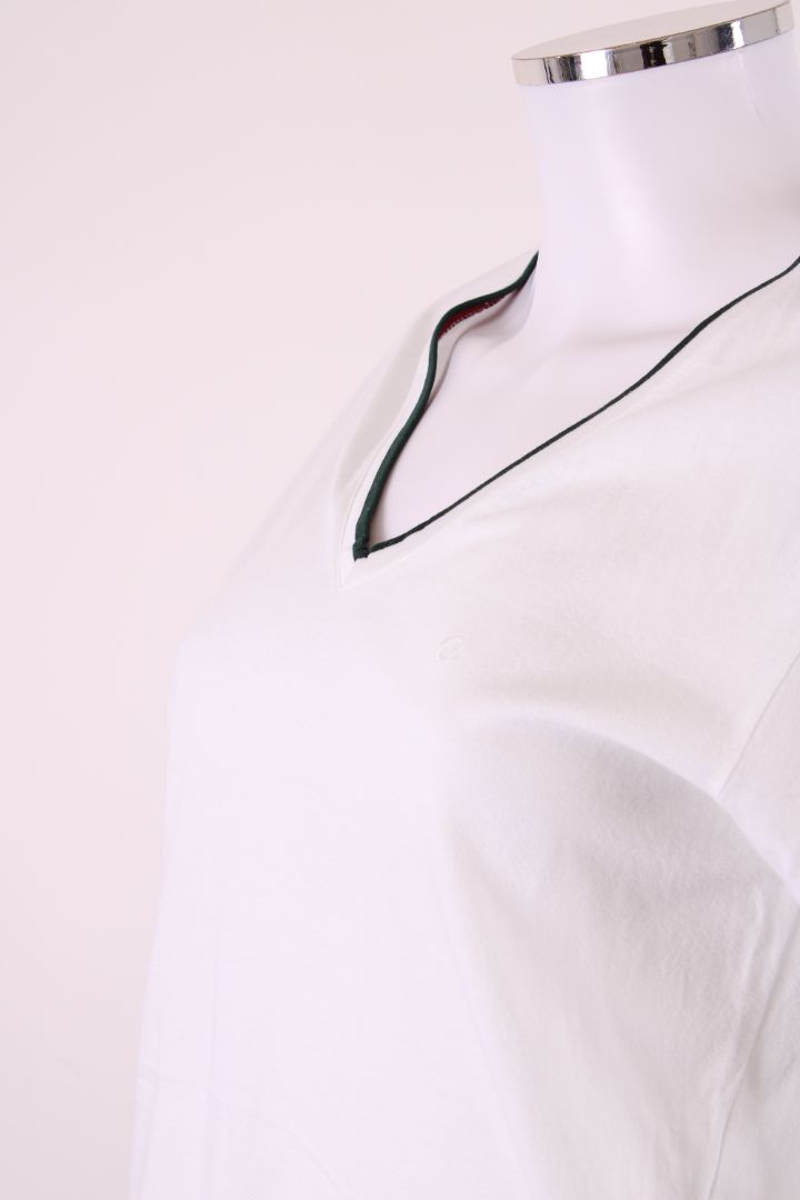 Gucci S/S V Neck Top White/ Green L