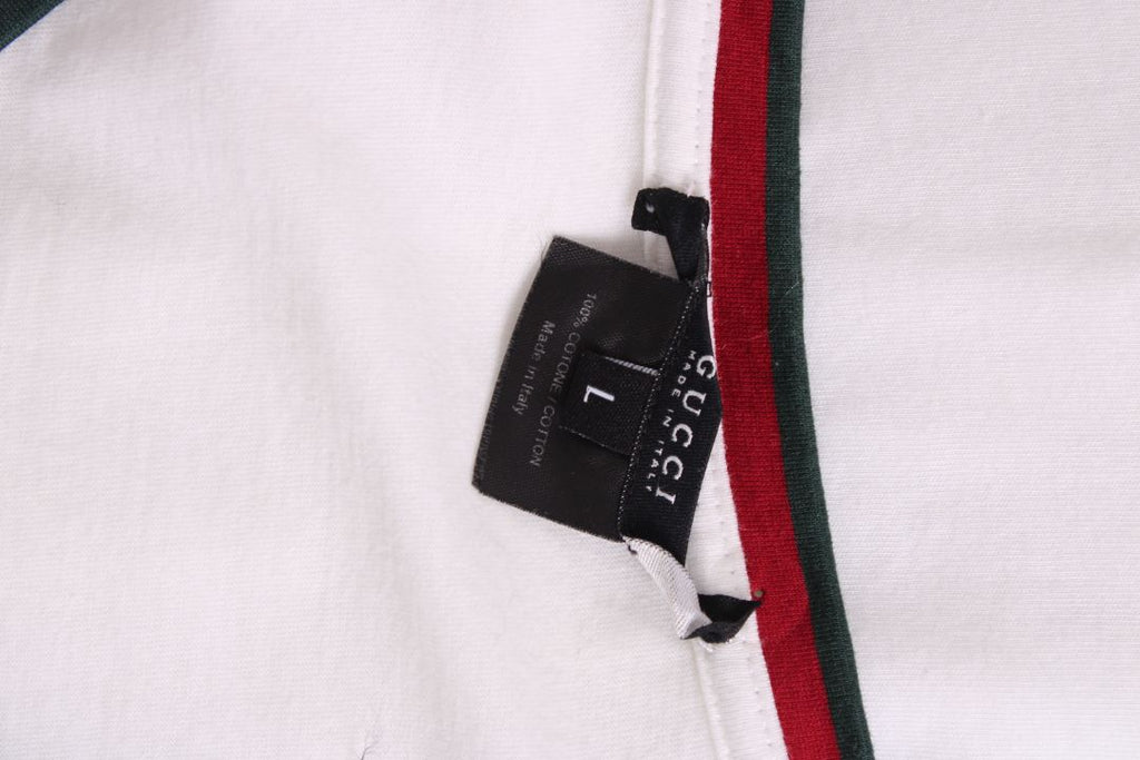 Gucci S/S V Neck Top White/ Green L