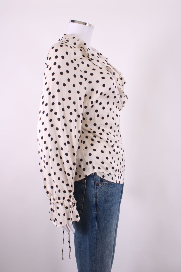 Claudie Pierlot L/S Polka Dot Wrap Blouse White/ Black 14