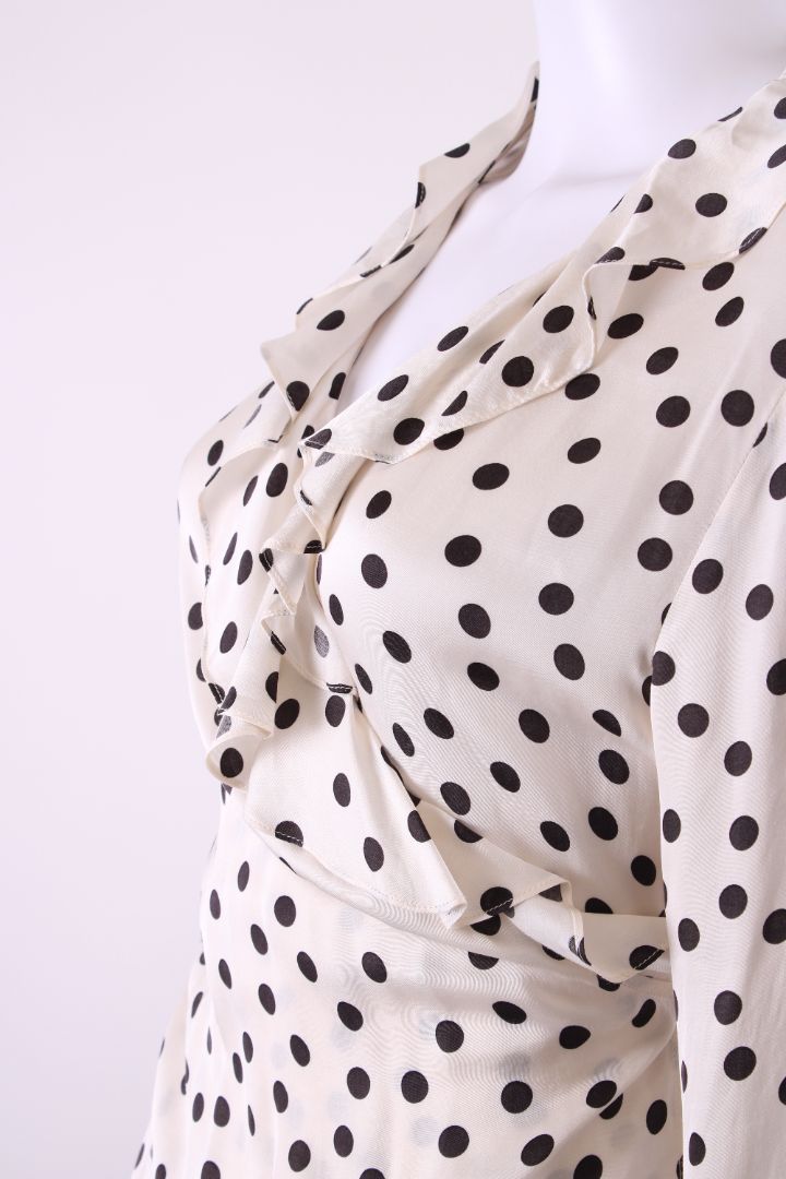 Claudie Pierlot L/S Polka Dot Wrap Blouse White/ Black 14