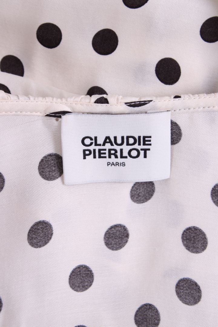 Claudie Pierlot L/S Polka Dot Wrap Blouse White/ Black 14