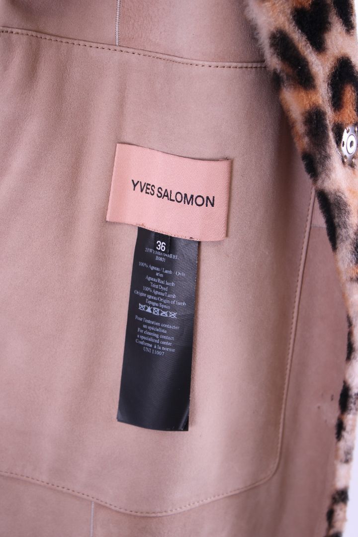 Yves Salomon Lambskin Shearling Coat Leopard Print 8