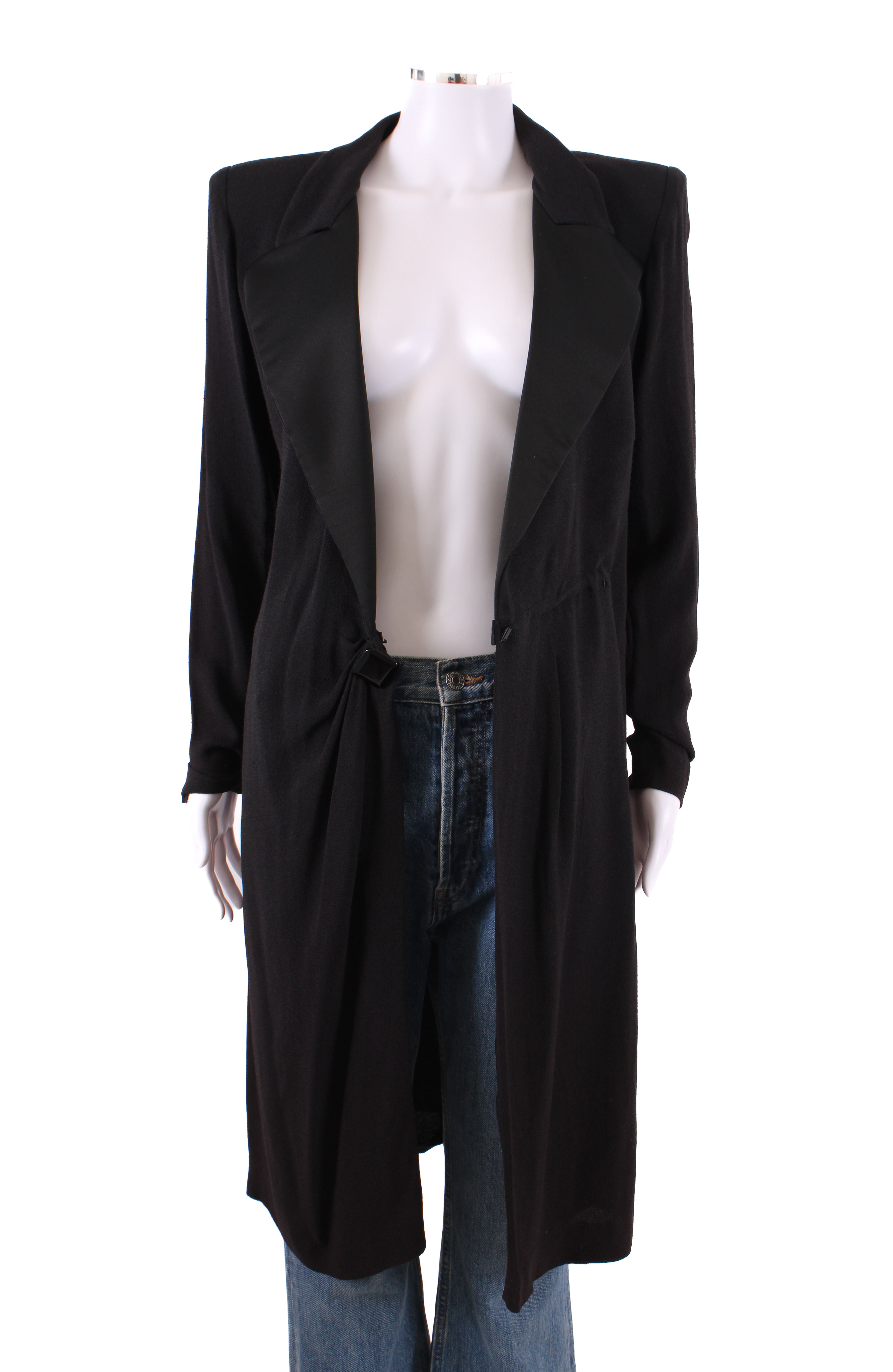 Yves Saint Laurent Rive Gauche Vinatge L/S Tuxedo Jacket Dress Black 10