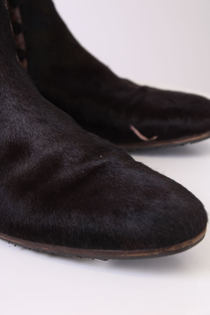 Gucci Pony hair knee flat boots Dark Brown 39