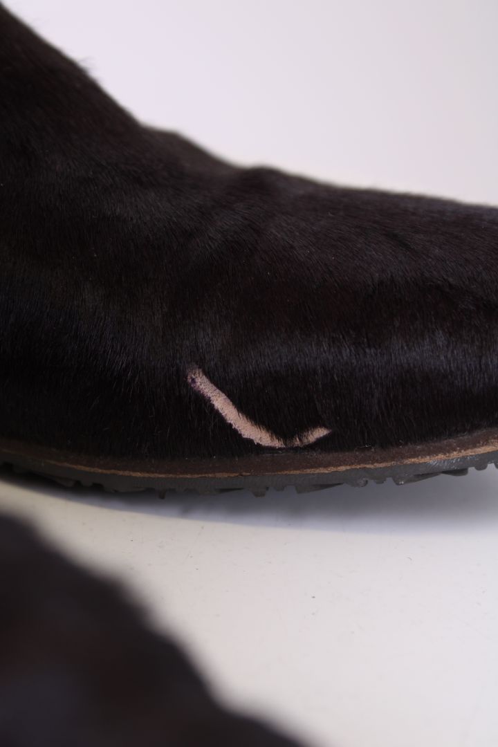 Gucci Pony hair knee flat boots Dark Brown 39