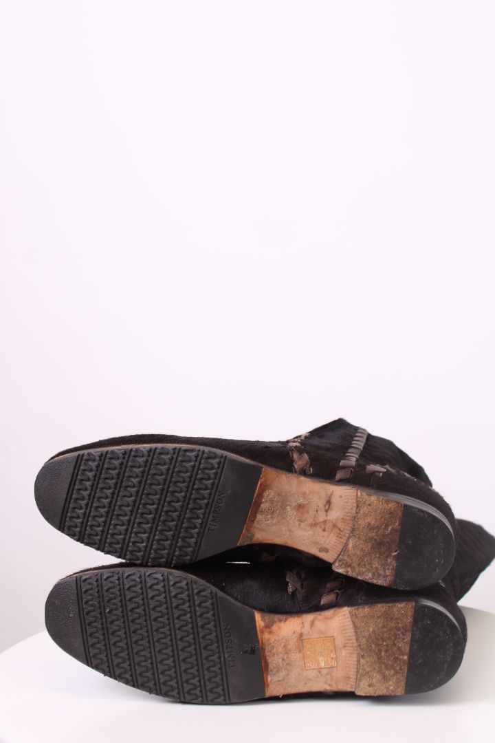 Gucci Pony hair knee flat boots Dark Brown 39