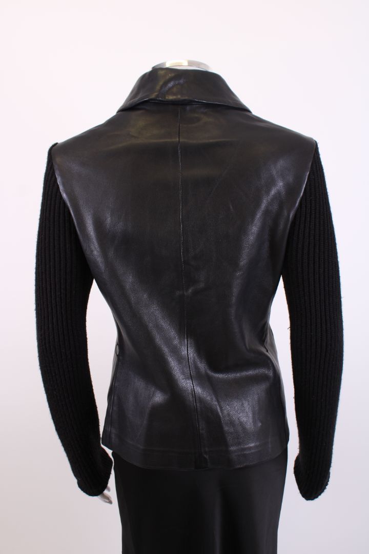 Joseph Knitted Sleeve Leather Jacket Black S