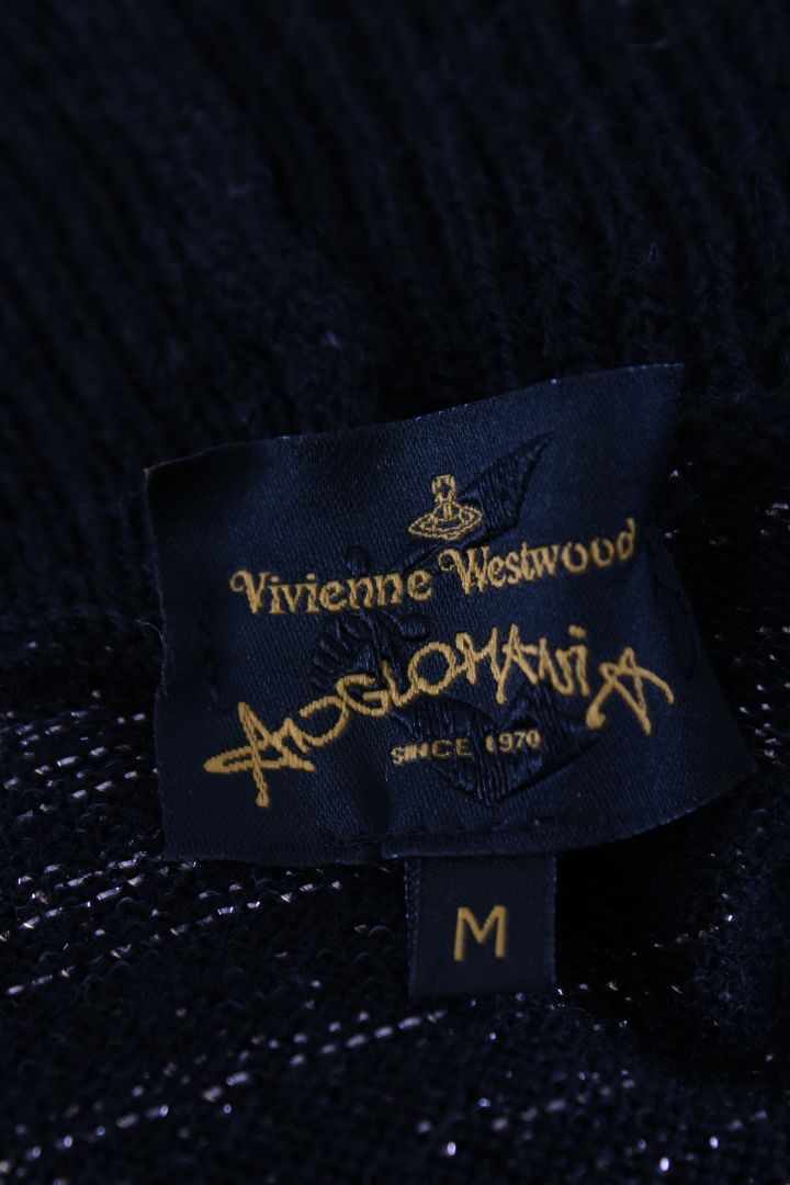 Anglomania Vivienne Westwood Stripe Cut Out Metallic Cardigan Black/ Beige M