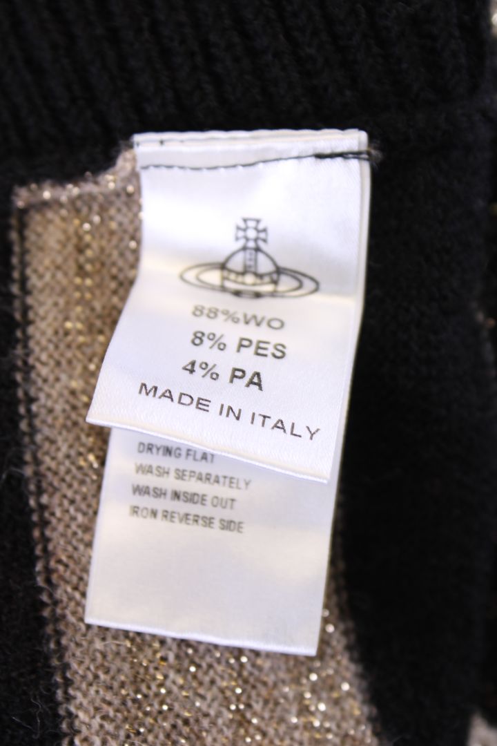 Anglomania Vivienne Westwood Stripe Cut Out Metallic Cardigan Black/ Beige M