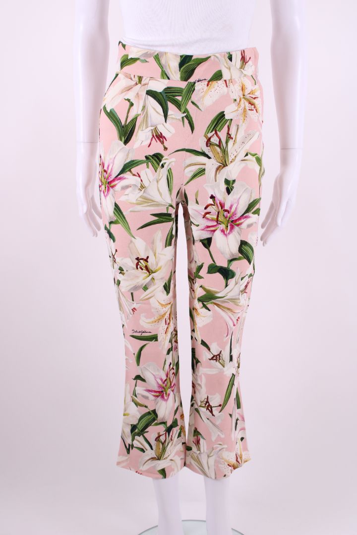 Dolce & Gabbana Lilly Print Trousers Pink/ Cream 6