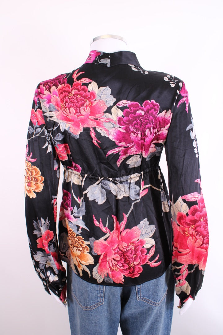 Roberto Cavalli Blouse Black Floral 10