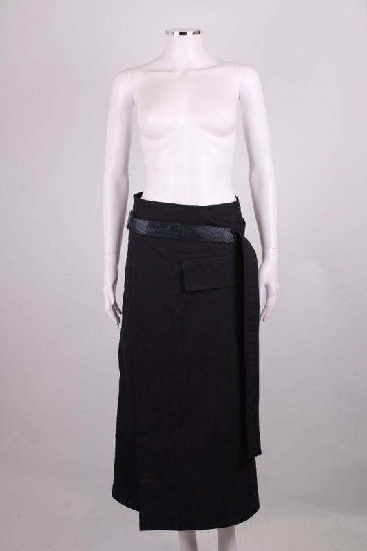 Helmut Lang Belted Wrap Skirt Navy 10
