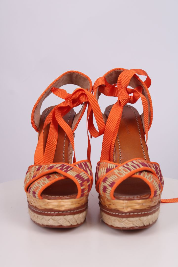 Dolce & Gabbana Wicker wedges Orange/tan/pink 39