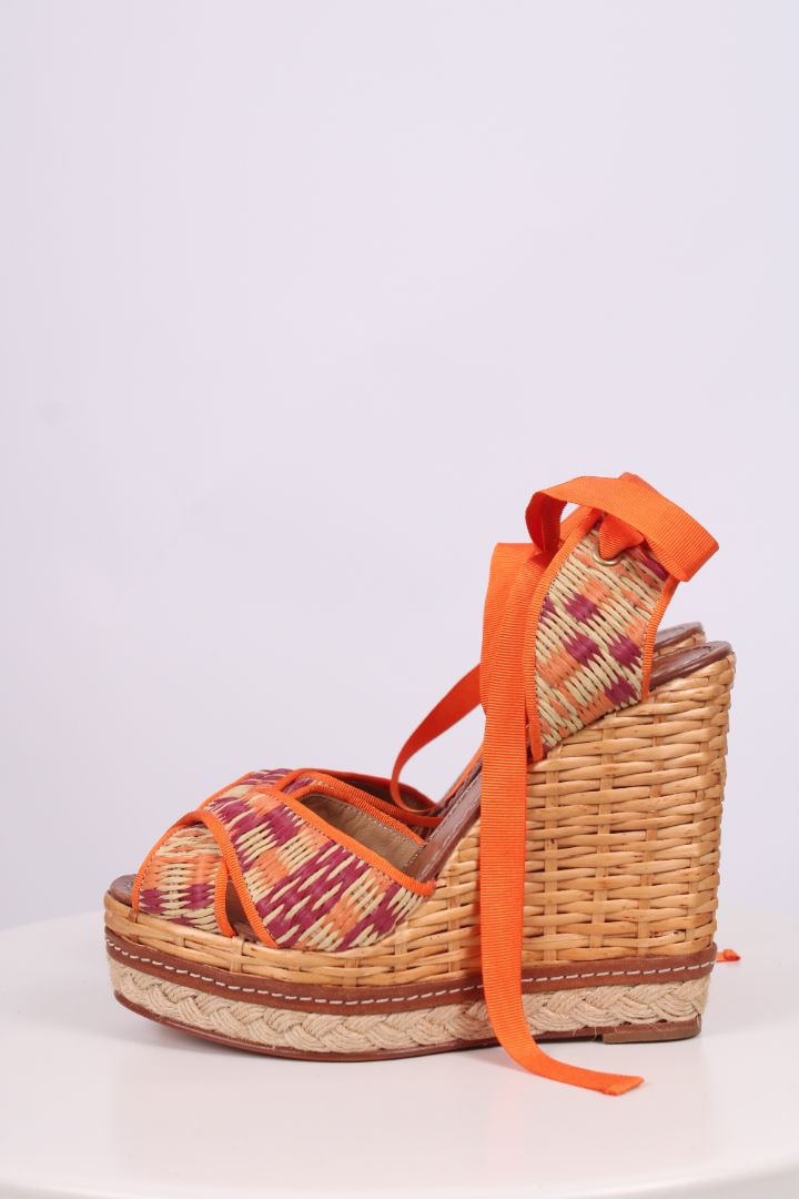 Dolce & Gabbana Wicker wedges Orange/tan/pink 39