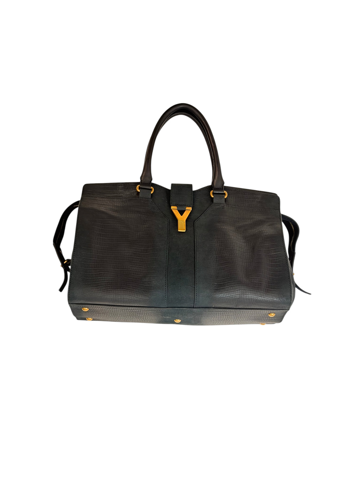 Yves Saint Laurent Lizard Effect Cabas Chyc Handbag Black