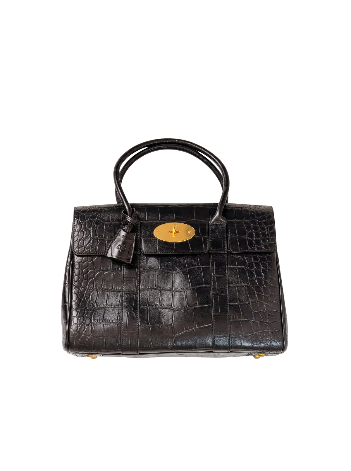 Mulberry Croc Embossed Bayswater Bag Black