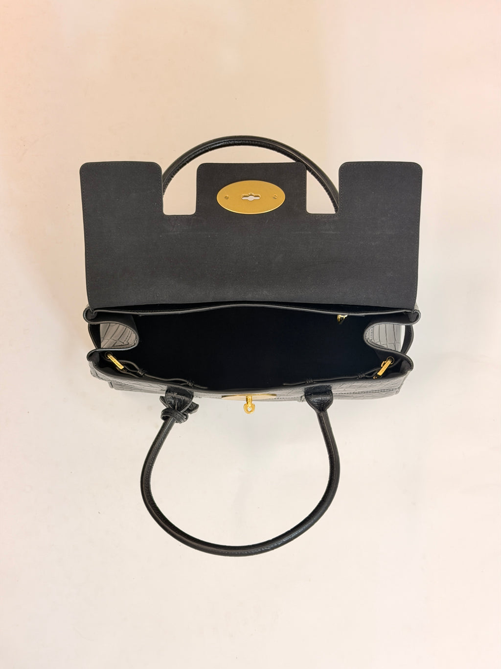 Mulberry Croc Embossed Bayswater Bag Black
