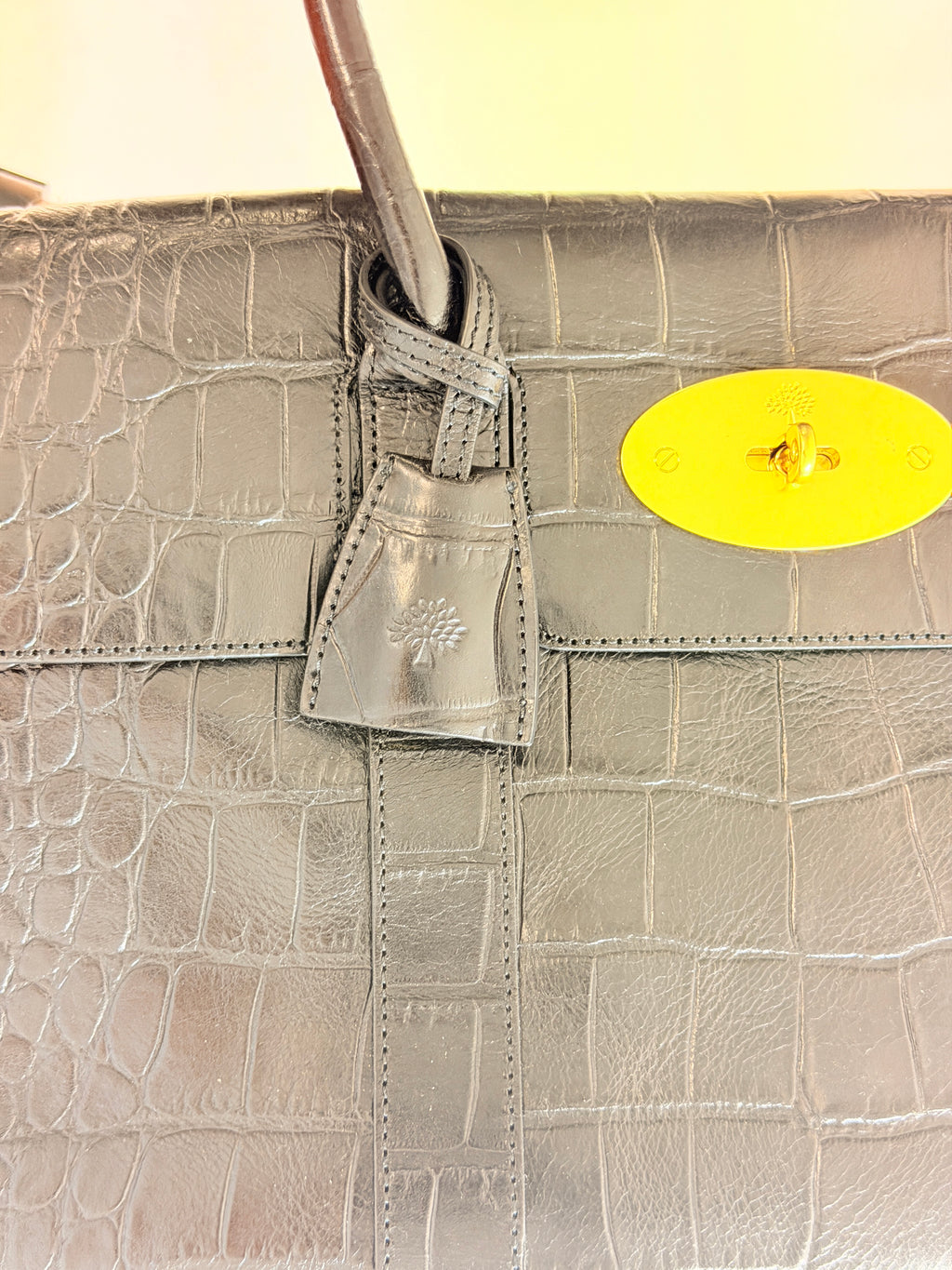 Mulberry Croc Embossed Bayswater Bag Black