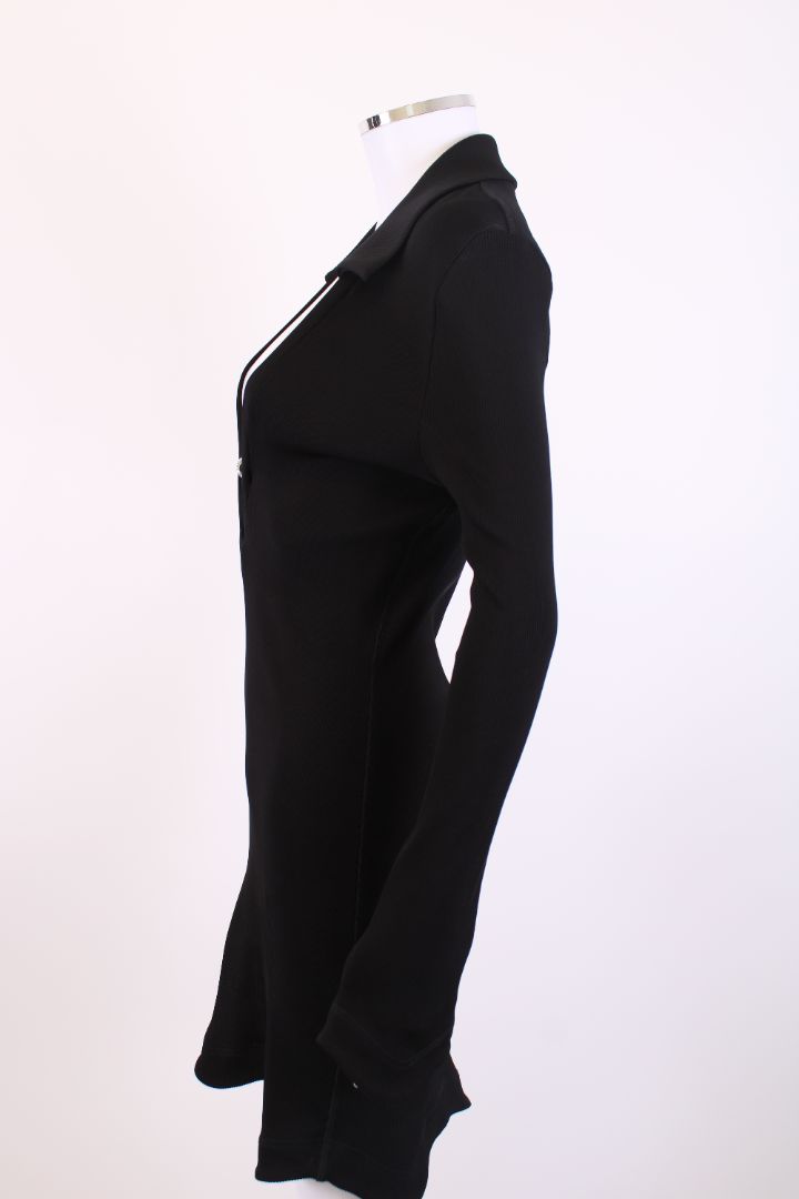 Mach & Mach L/S Crystal Bow Ribbed Dress Black 14