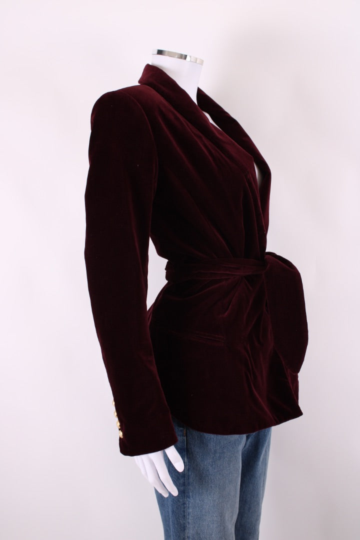 Balmian Velvet Blazer Burgundy 10