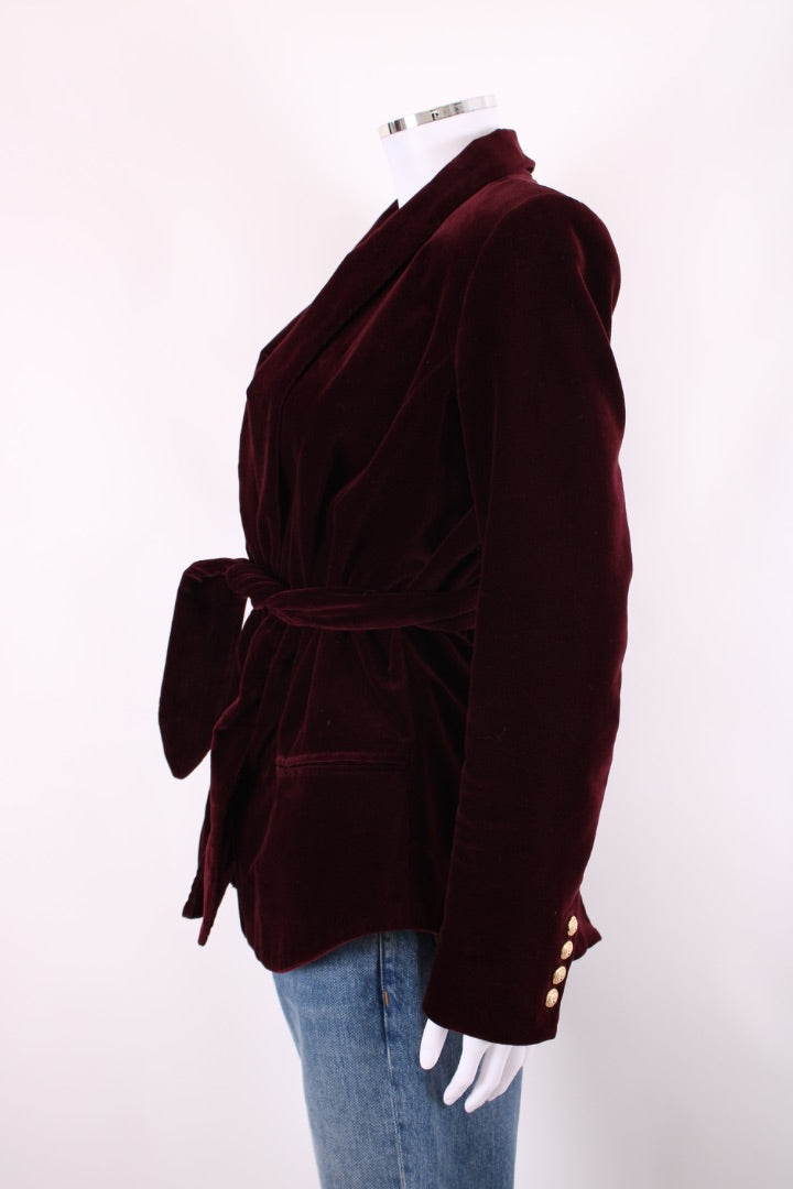 Balmian Velvet Blazer Burgundy 10