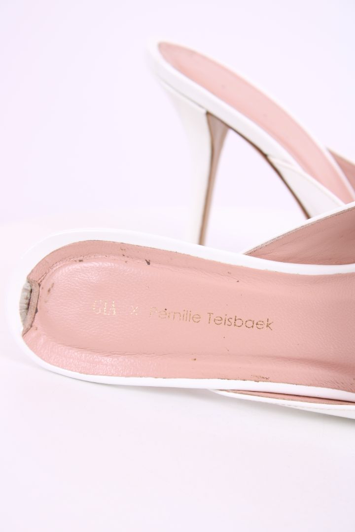 GIA X Pernille Teisbaek Patent Mule Heels White 39