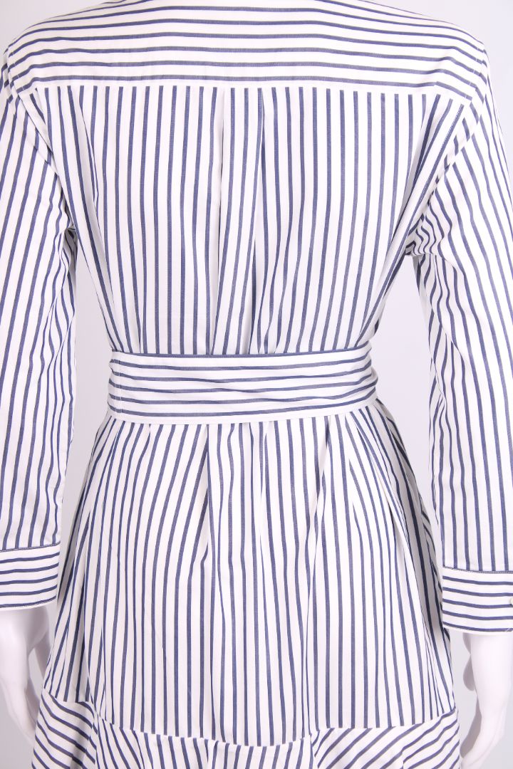 Sara Roka L/S Stripe Dress White/ Navy 12