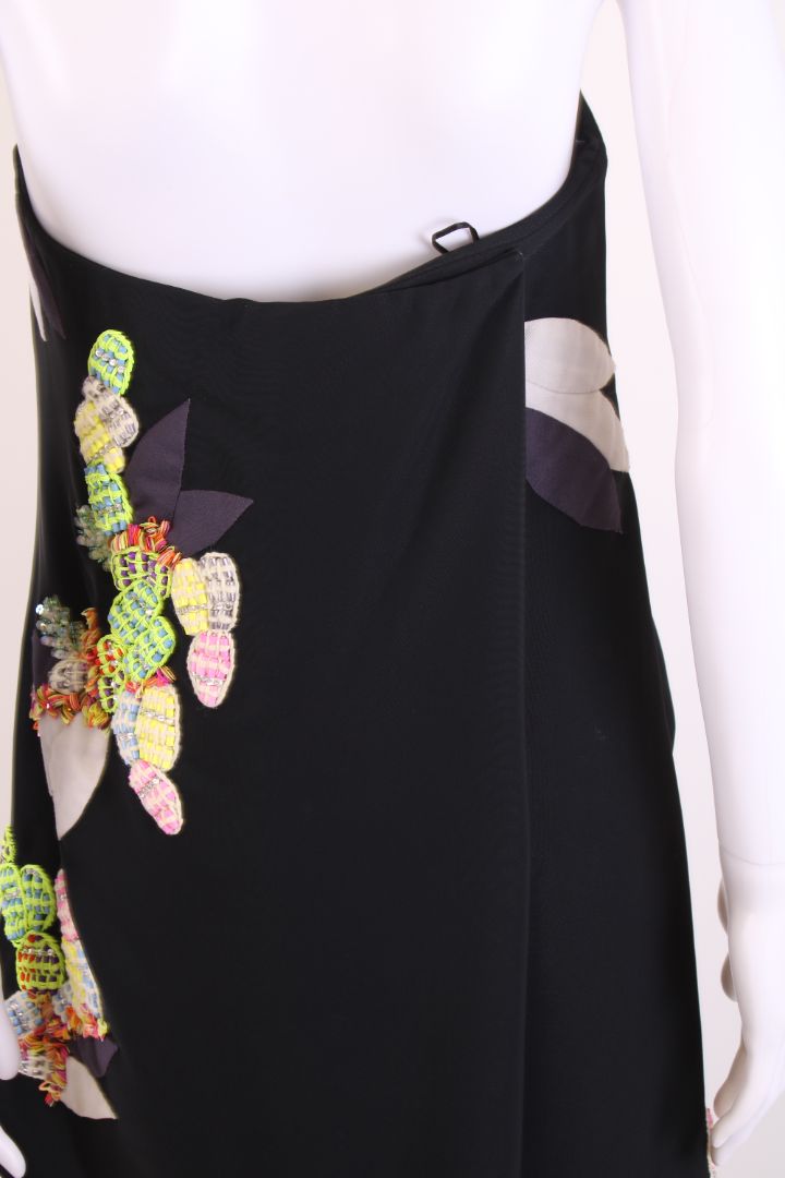 Chloe Strapless Flower Sequin Dress Black/ Multi Coloured 10