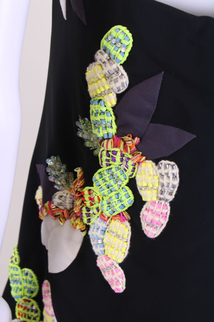 Chloe Strapless Flower Sequin Dress Black/ Multi Coloured 10