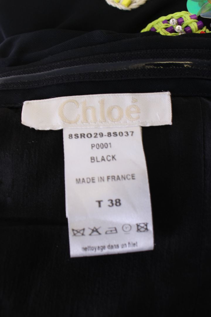 Chloe Strapless Flower Sequin Dress Black/ Multi Coloured 10