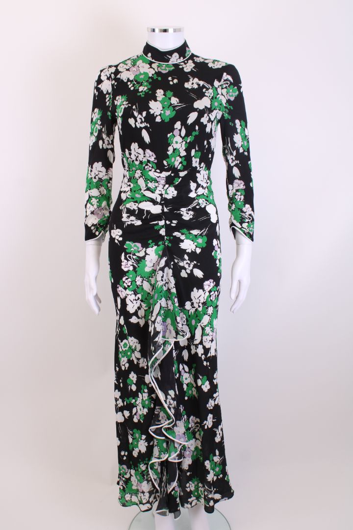 Rixo L/S Floral Dress Black/ Green XS