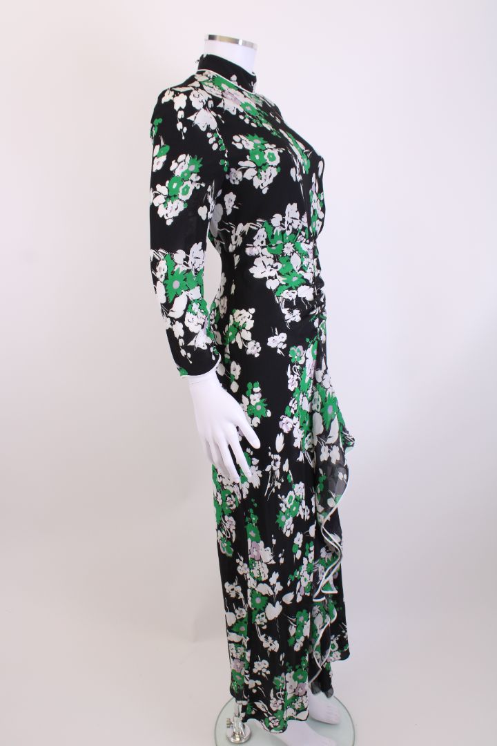 Rixo L/S Floral Dress Black/ Green XS