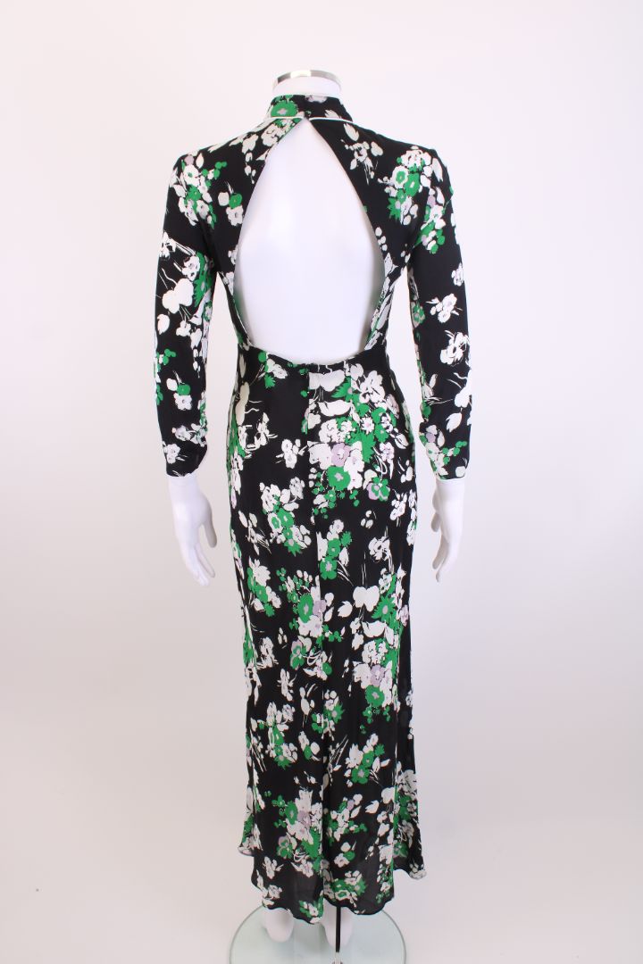 Rixo L/S Floral Dress Black/ Green XS