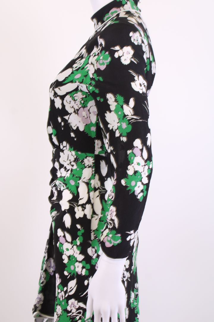 Rixo L/S Floral Dress Black/ Green XS