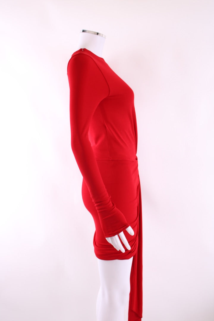 Alexandre Vauthier L/S Draped Side Dress Red S