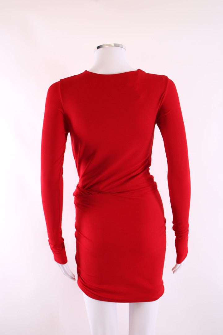 Alexandre Vauthier L/S Draped Side Dress Red S