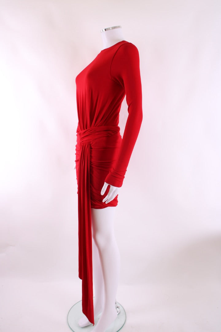 Alexandre Vauthier L/S Draped Side Dress Red S