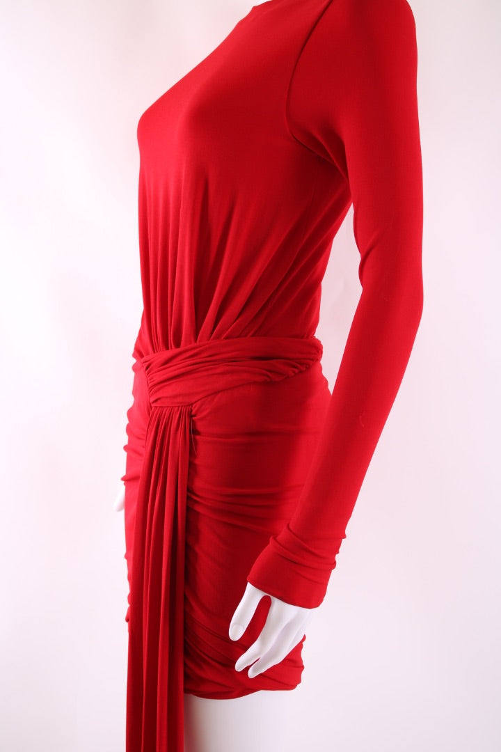 Alexandre Vauthier L/S Draped Side Dress Red S
