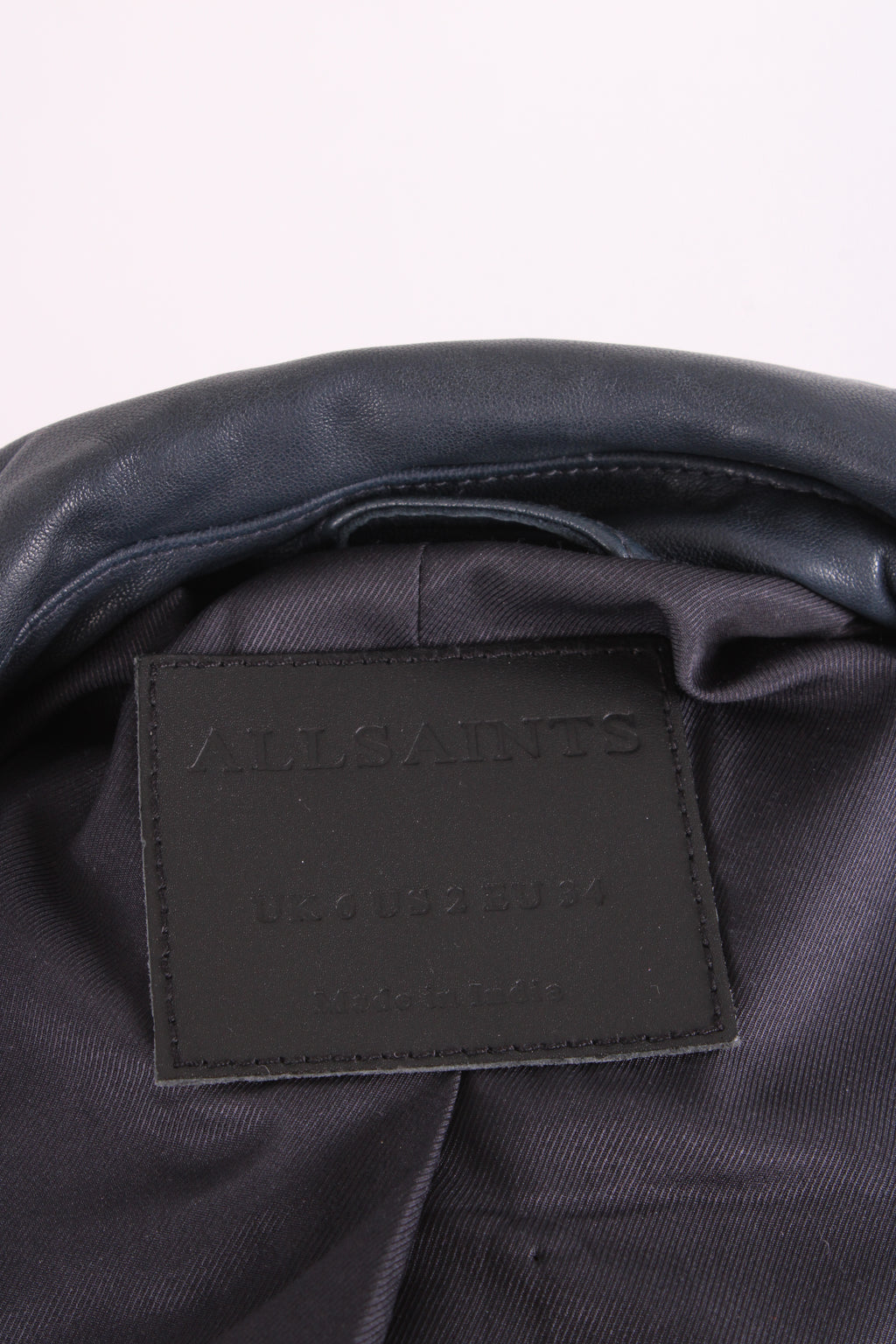All Saints Leather Jacket Navy 6